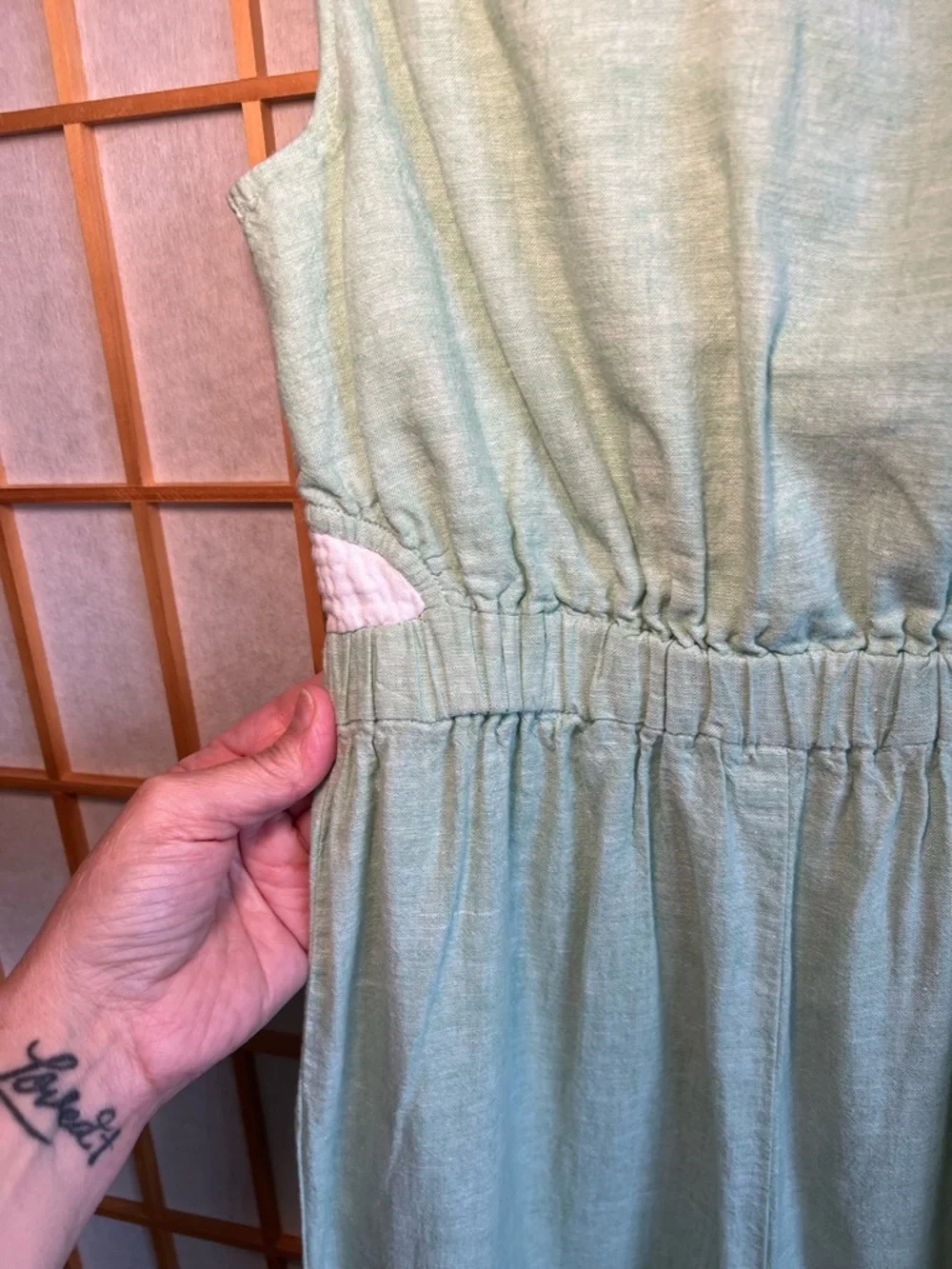 GAP Kids Linen Blend Jumpsuit Girls M 8-9 Mint Green Wide Leg summer Romper